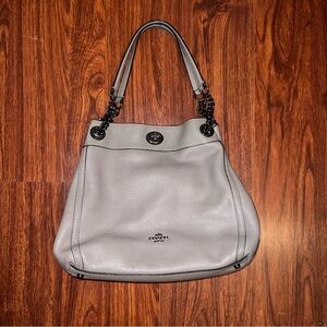 Coach Turnlock Edie Leather Shoulder Bag in Gray